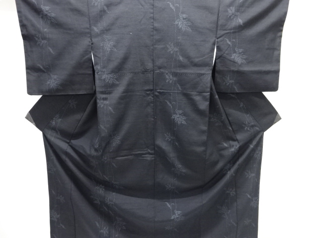 JAPANESE KIMONO / SILK / HAND WOVEN TSUMUGI / LEAVES